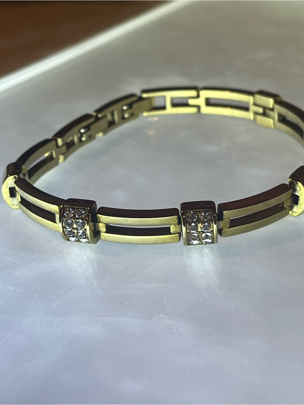 🌈 3/$10 Vintage Gold-Tone Crystal Accent Women's Bracelet